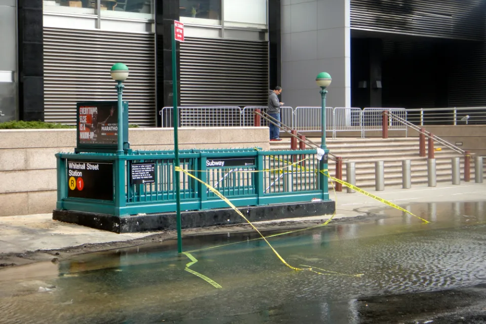 Flooding at the Whitehall Street station, New York